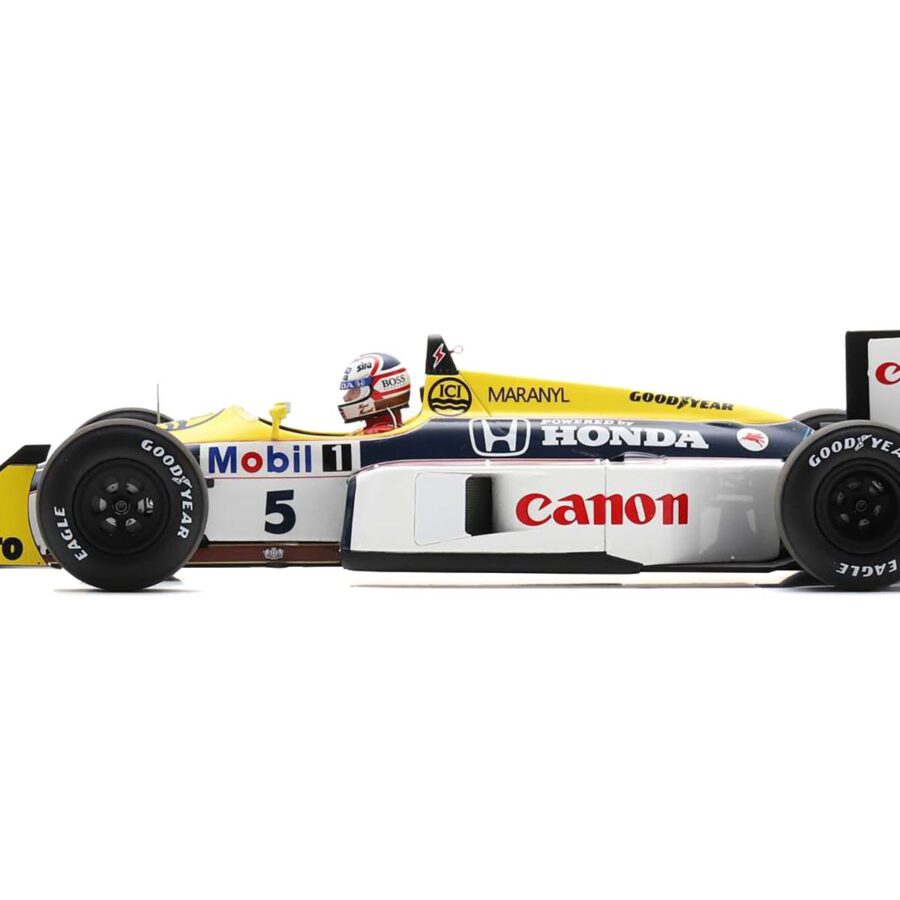 Williams FW11B #5 Nigel Mansell "Williams-Honda" Winner Formula One F1 "British GP" (1987) and Acrylic Display Case 1/18 Model Car by Spark Automotive