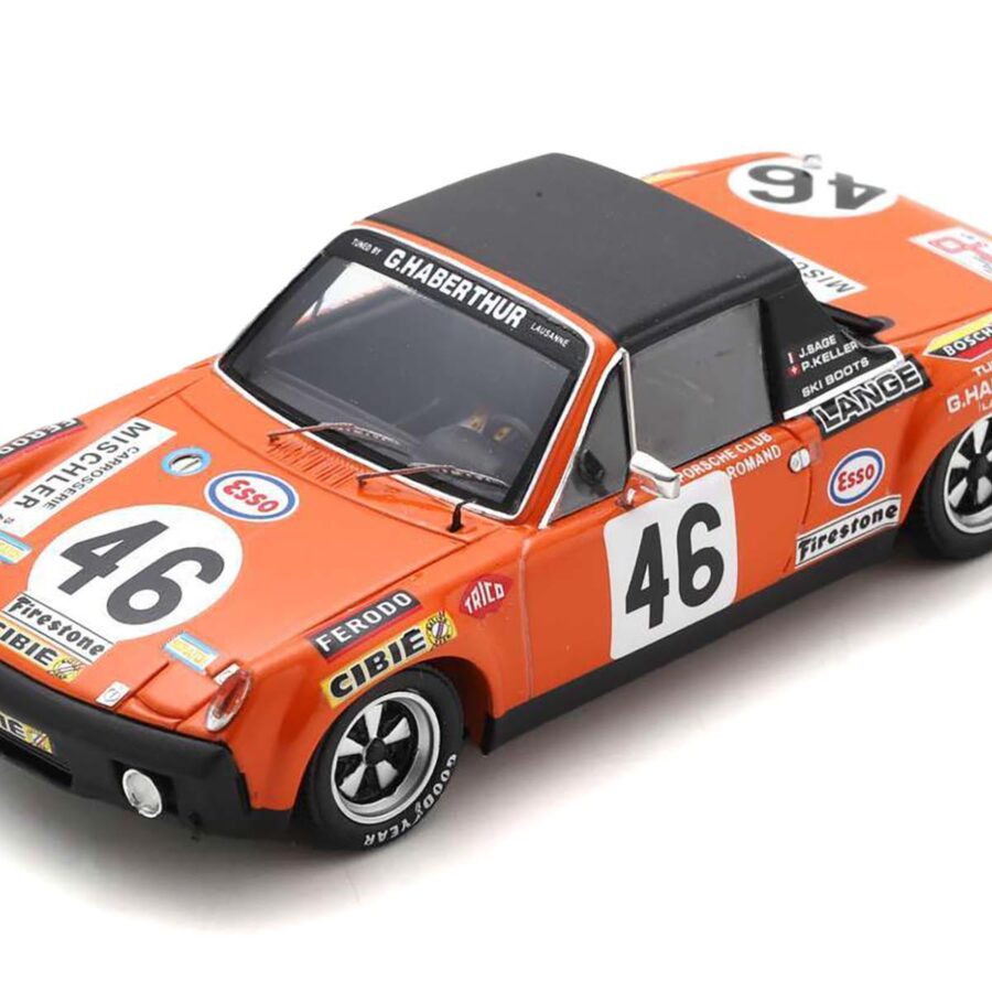 Porsche 914/6 #46 Paul Keller - Jean Sage "Ecurie Porsche Club Romand" "24 Hours of Le Mans" (1971) and Acrylic Display Case 1/18 Model Car by Spark Automotive