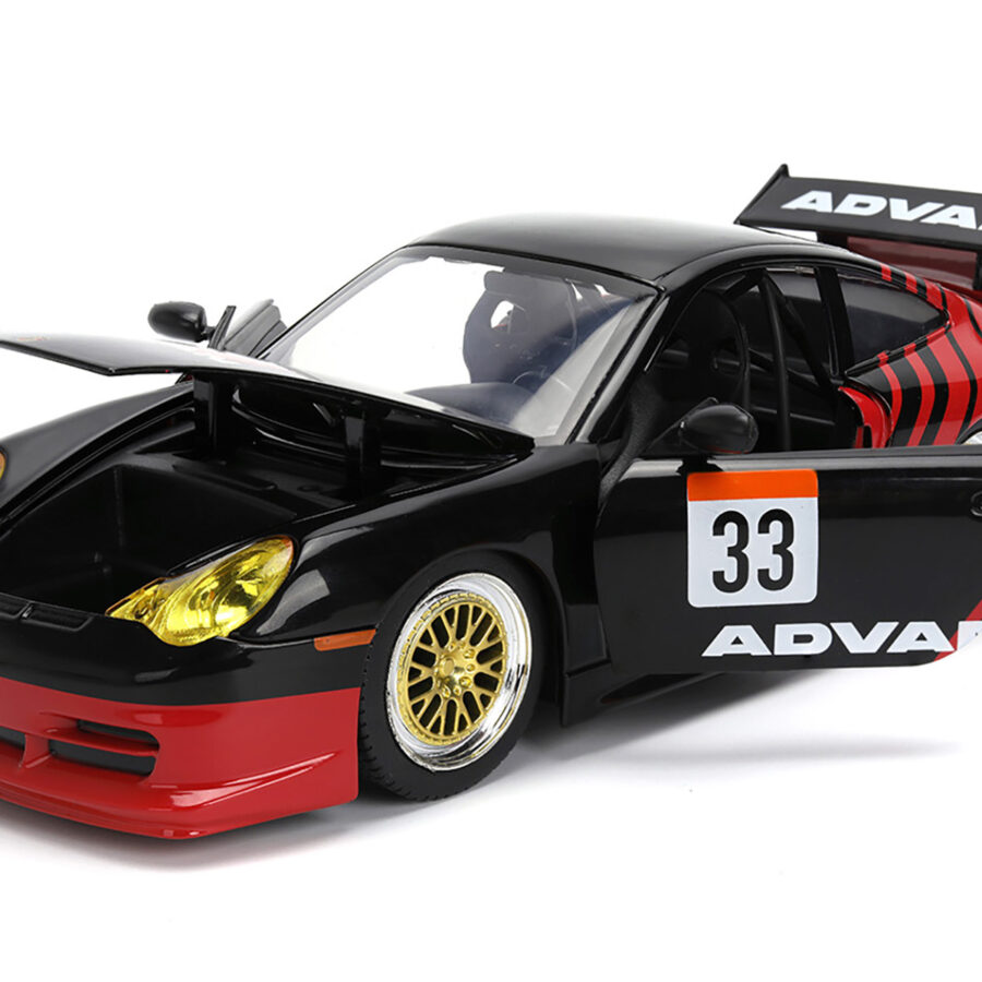 Porsche 911 GT3 RS (996) #33 "ADVAN" Black and Red "Hyper-Spec" Series 1/24 Diecast Model Car by Jada Automotive