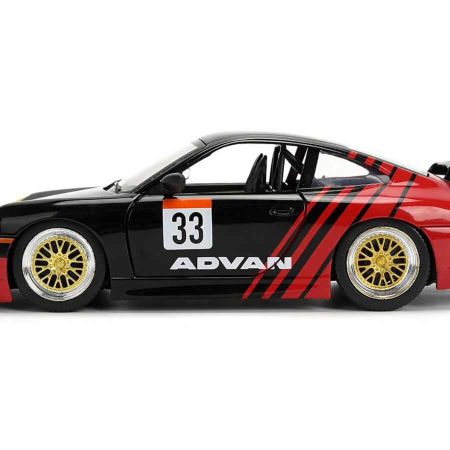 Porsche 911 GT3 RS (996) #33 "ADVAN" Black and Red "Hyper-Spec" Series 1/24 Diecast Model Car by Jada Automotive
