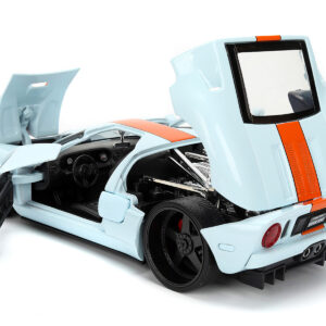 2005 Ford GT #6 "Gulf Oil" Light Blue with Orange Stripes "Hyper-Spec" Series 1/24 Diecast Model Car by Jada  by Diecast Mania