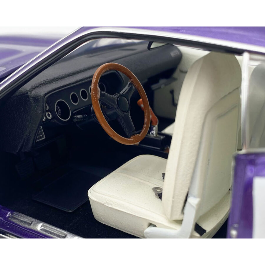 1971 Plymouth Barracuda Violet Metallic and White Limited Edition to 350 pieces Worldwide 1/18 Diecast Model Car by ACME Automotive