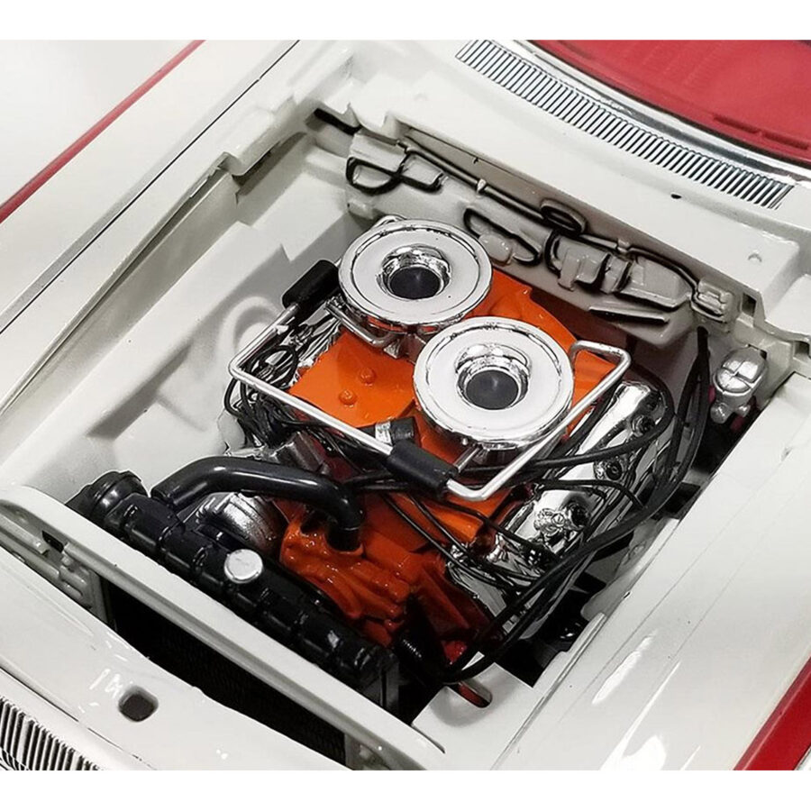 1964 Dodge 330 "Ramchargers" White with Red Graphics and Stripes Limited Edition to 504 pieces Worldwide 1/18 Diecast Model Car by ACME Automotive