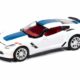 2018 Chevrolet Corvette Grand Sport Arctic White with Blue Stripe and Red Interior "Sports Cars" Series 1/64 Diecast Model Car by Auto World
