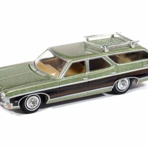 1970 Chevrolet Kingswood Estate Wagon Green Mist Metallic with Woodgrain Sides and Roof Rack "Muscle Wagons" Series 1/64 Diecast Model Car by Auto World  by Diecast Mania