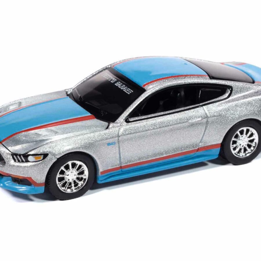 2017 Ford Mustang GT Tribute Edition "Petty's Garage" Ingot Silver Metallic with Petty Blue and Red Stripes "Modern Muscle" Series 1/64 Diecast Model Car by Auto World Automotive