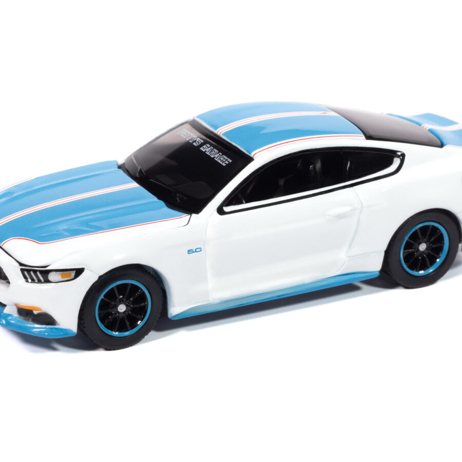 2016 Ford Mustang GT King Premier Edition "Petty's Garage" Oxford White with Petty Blue Stripes "Modern Muscle" Series 1/64 Diecast Model Car by Auto World Automotive