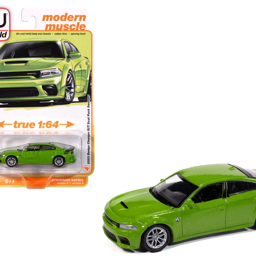 2023 Dodge Charger R/T Scat Pack Swinger Sublime Green Metallic "Modern Muscle" Series 1/64 Diecast Model Car by Auto World Automotive