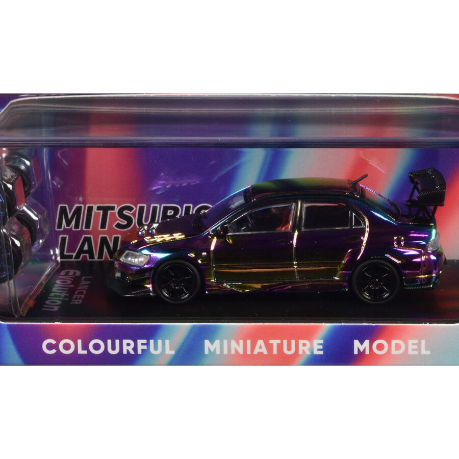 Mitsubishi Lancer Evolution IX RHD (Right Hand Drive) Chameleon Chrome with Extra Wheels 1/64 Diecast Model Car by CM Models Automotive