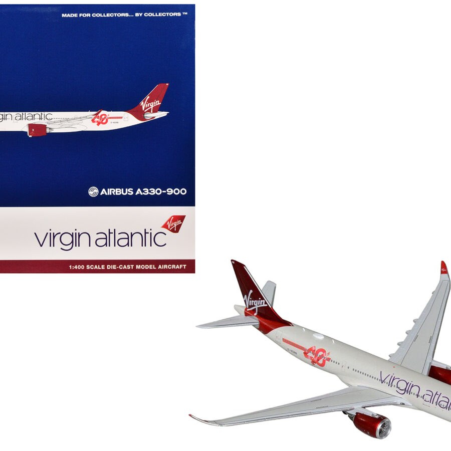 Airbus A330-900 Commercial Aircraft "Virgin Atlantic" (G-VSRB) Gray with Red Tail 1/400 Diecast Model Airplane by GeminiJets Automotive