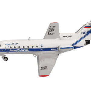 Yakovlev Yak-40 Commercial Aircraft "Volga-Dnepr Airlines" (RA-87842) White with Blue Stripes 1/200 Diecast Model Airplane by Herpa  by Diecast Mania