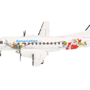 Saab 340 Commercial Aircraft "Finnaviation - Santa Livery" (OH-FAH) White with Graphics 1/200 Diecast Model Airplane by Herpa  by Diecast Mania