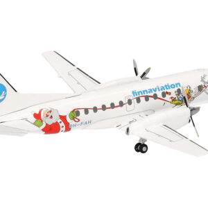 Saab 340 Commercial Aircraft "Finnaviation - Santa Livery" (OH-FAH) White with Graphics 1/200 Diecast Model Airplane by Herpa  by Diecast Mania
