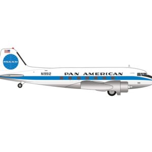 Douglas DC-3 Commercial Aircraft "Pan American World Airways" (N19912) White with Blue Stripes 1/200 Diecast Model Airplane by Herpa USA GP - Americas Track Art by Diecast Mania