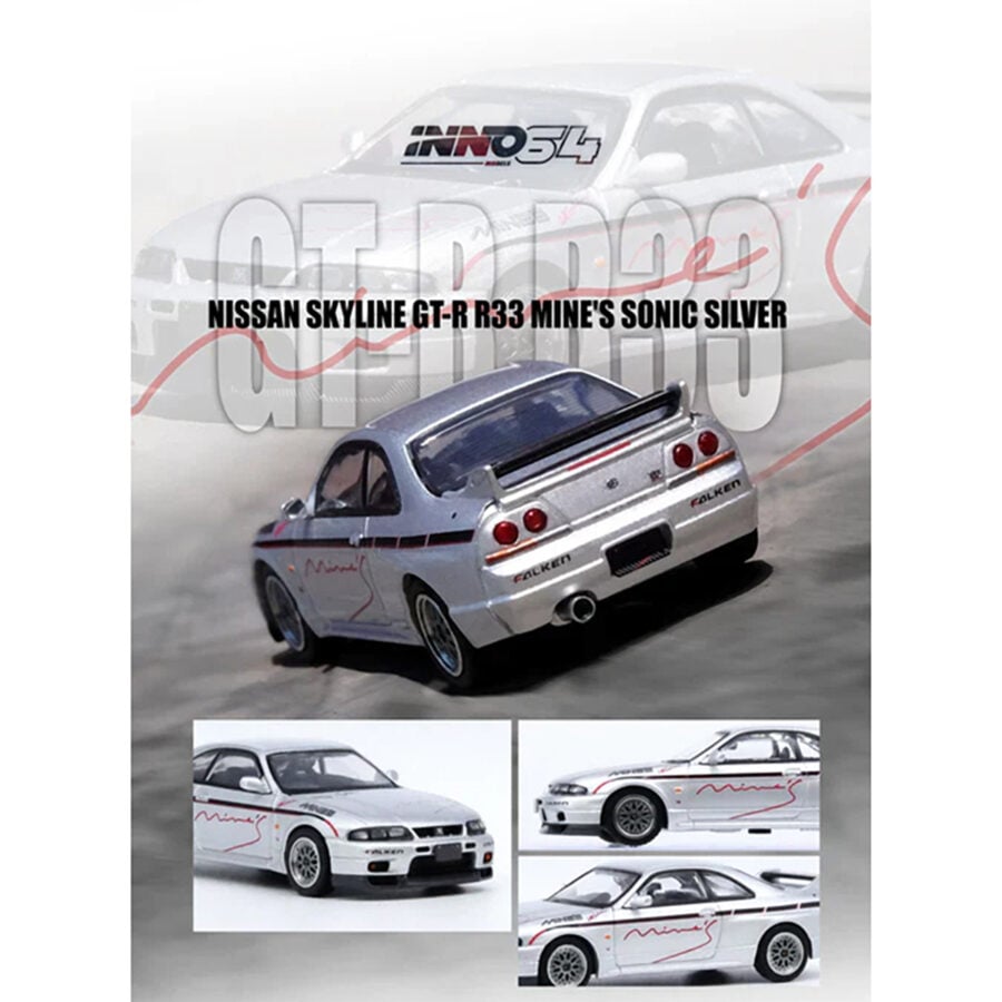 Nissan Skyline GT-R N1 (R33) RHD (Right Hand Drive) "Tuned by Mine's" Silver 1/64 Diecast Model Car by Inno Models Automotive