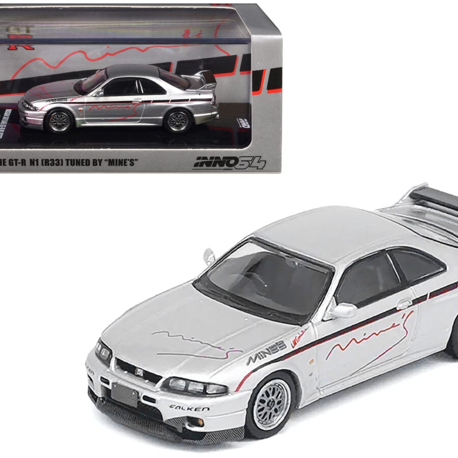 Nissan Skyline GT-R N1 (R33) RHD (Right Hand Drive) "Tuned by Mine's" Silver 1/64 Diecast Model Car by Inno Models Automotive