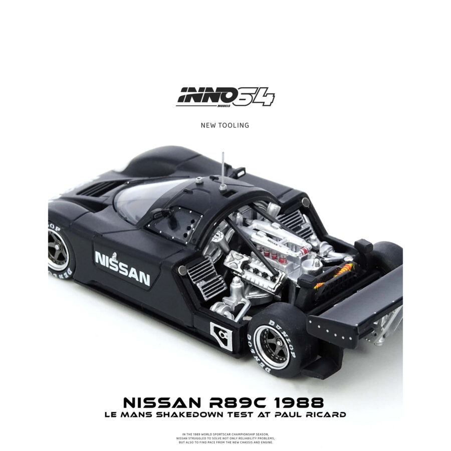 Nissan R89C Matt Black "Le Mans Shakedown Test at Paul Ricard 1988" 1/64 Diecast Model Car by Inno Models Automotive