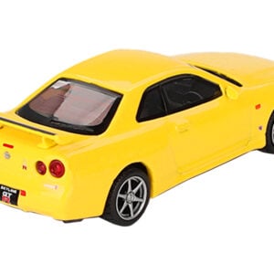 Nissan Skyline GT-R (R34) V-Spec RHD (Right Hand Drive) Lightning Yellow Limited Edition to 7920 pieces Worldwide 1/64 Diecast Model Car by Mini GT  by Diecast Mania