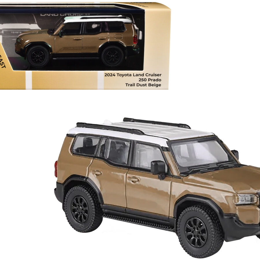 2024 Toyota Land Cruiser 250 Prado Trail Dust Beige with White Top 1/64 Diecast Model Car by Paragon Models Automotive