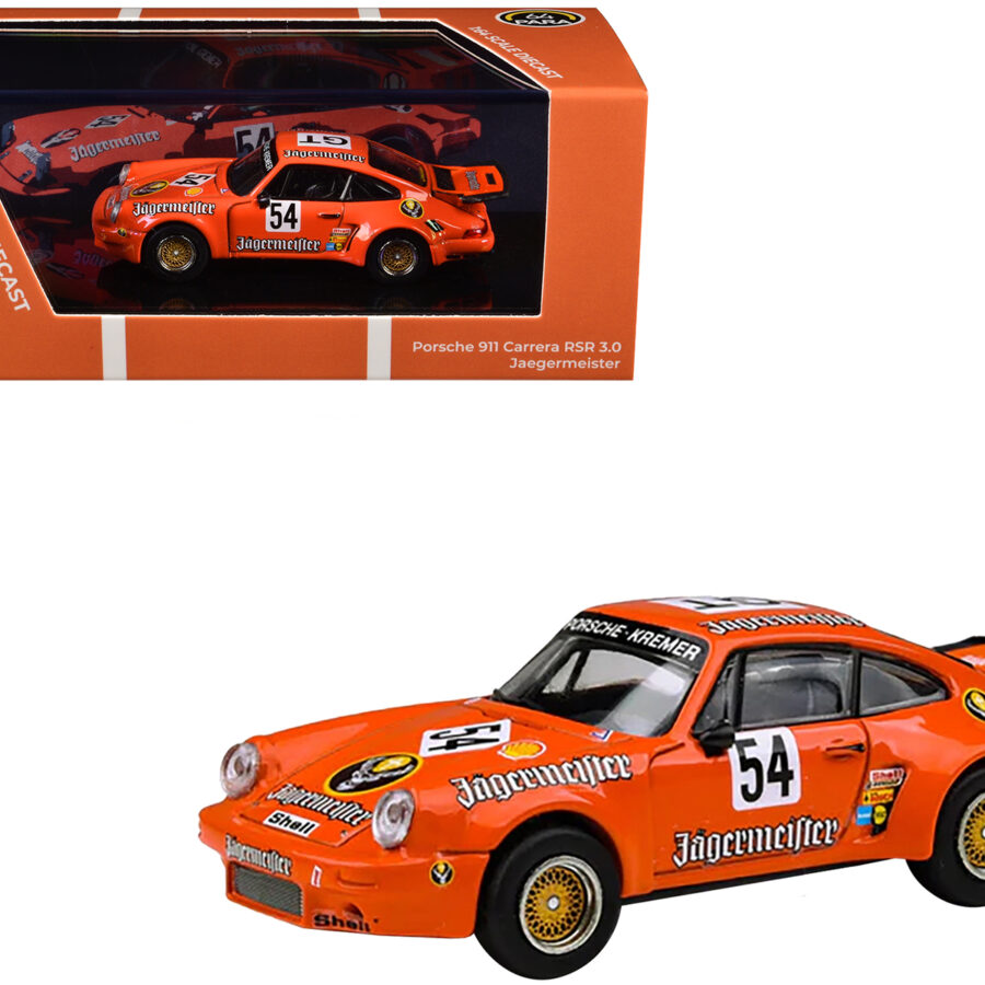 Porsche 911 Carrera RSR 3.0 #54 "Jaegermeister - Kremer" Orange 1/64 Diecast Model Car by Paragon Models Automotive