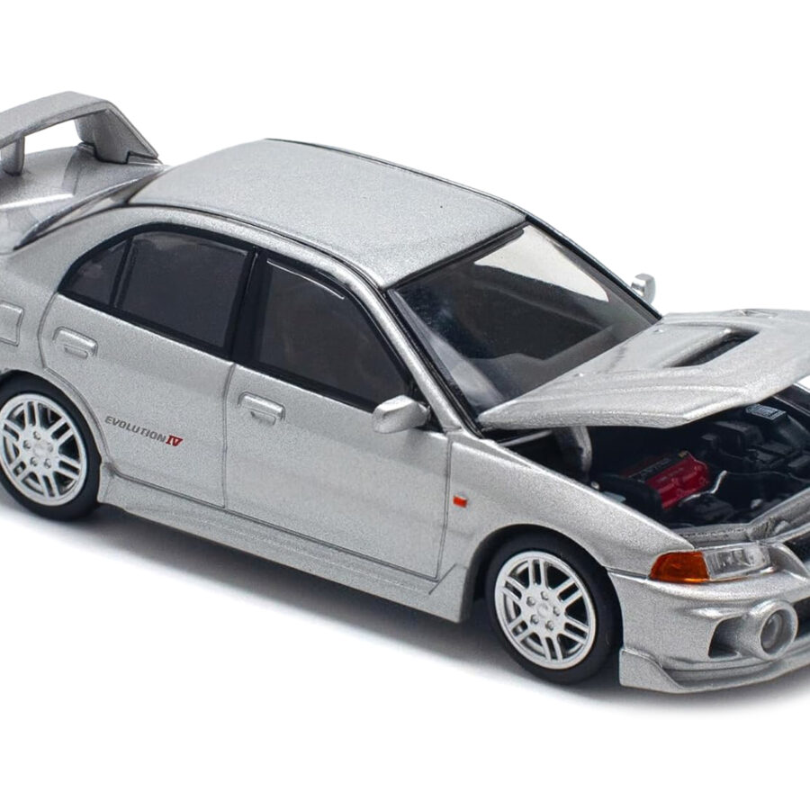 Mitsubishi Lancer Evolution IV RHD (Right Hand Drive) Steel Silver Metallic 1/64 Diecast Model Car by Pop Race Automotive