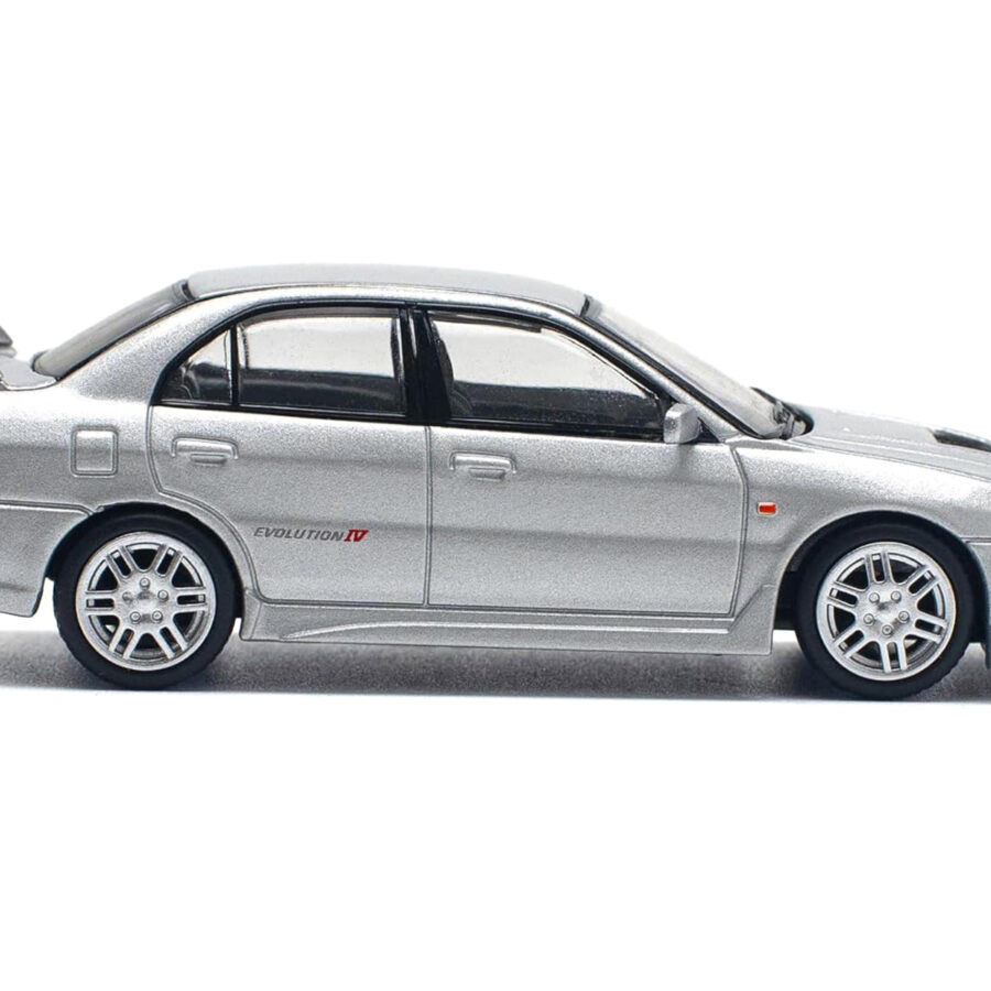 Mitsubishi Lancer Evolution IV RHD (Right Hand Drive) Steel Silver Metallic 1/64 Diecast Model Car by Pop Race Automotive