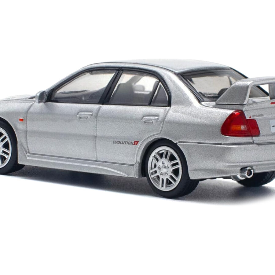 Mitsubishi Lancer Evolution IV RHD (Right Hand Drive) Steel Silver Metallic 1/64 Diecast Model Car by Pop Race Automotive