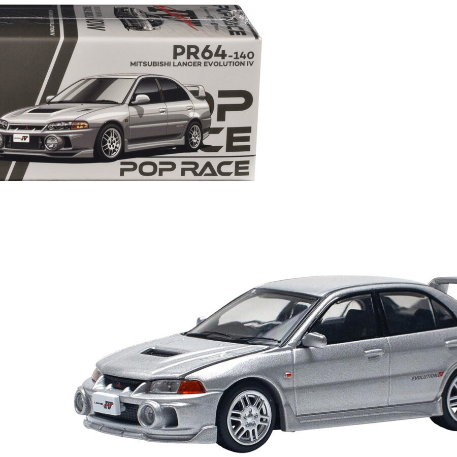 Mitsubishi Lancer Evolution IV RHD (Right Hand Drive) Steel Silver Metallic 1/64 Diecast Model Car by Pop Race Automotive