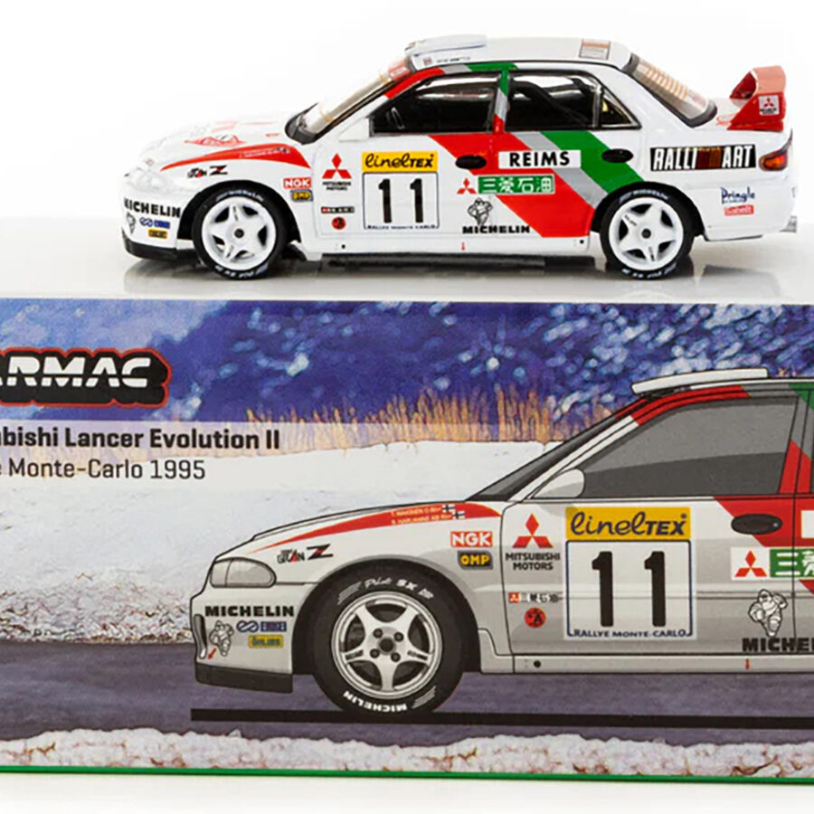 Mitsubishi Lancer Evolution II RHD (Right Hand Drive) #11 Tommi Makinen - Seppo Harjanne "Rallye Monte-Carlo" (1995) "Global64" Series  1/64 Diecast Model by Tarmac Works WRC & Rally
