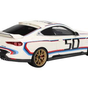 BMW M4 3.0 CSL #50 White with Blue and Red Stripes 1/18 Model Car by Top Speed  by Diecast Mania