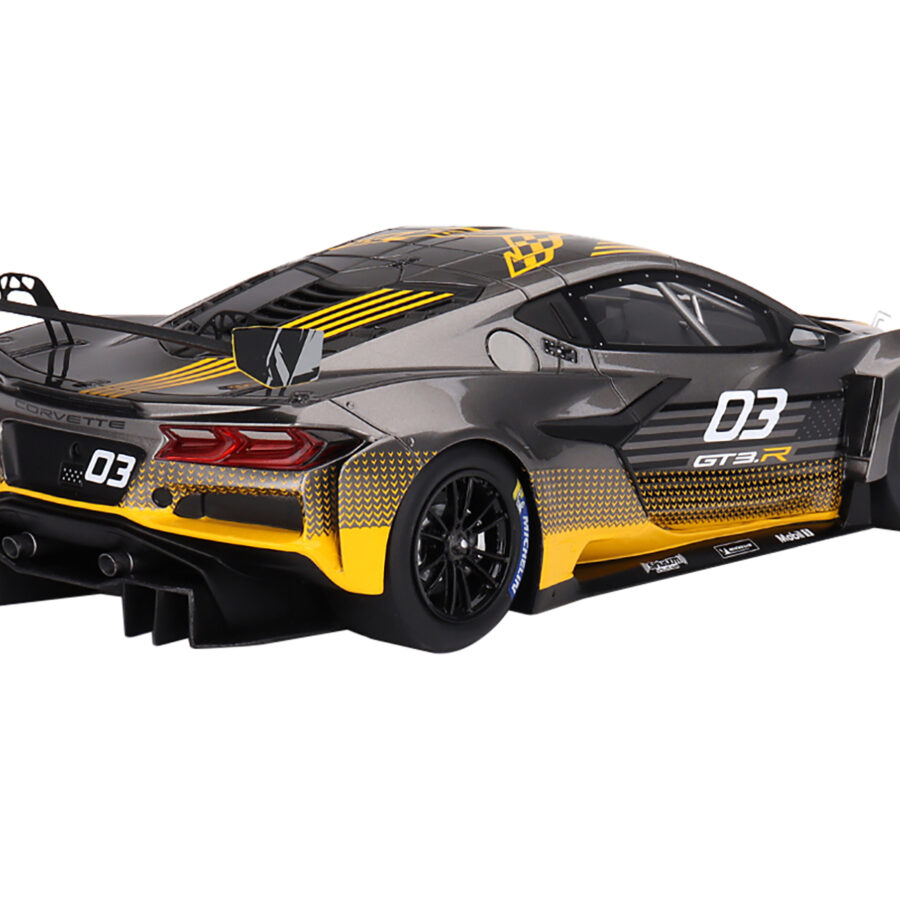 Chevrolet Corvette Z06 GT3.R #03 Gray Metallic with Graphics "Daytona Presentation" (2023) 1/18 Model Car by Top Speed Automotive