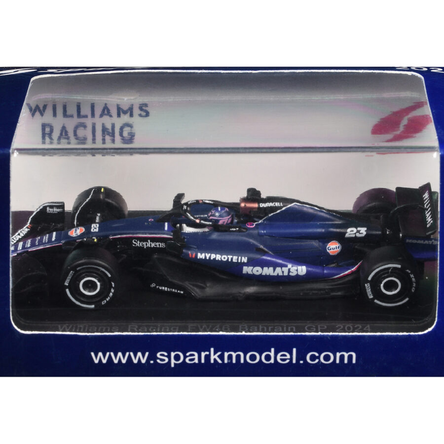 Williams FW46 #23 Alex Albon "Williams Racing" Formula One F1 "Bahrain GP" (2024) 1/64 Diecast Model Car by Spark Automotive
