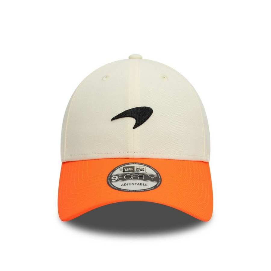 2025 McLaren Racing F1 Contrast Visor 9Forty Cap Adults - Off White Bright Orange from the Sports Car Racing Caps store collection.