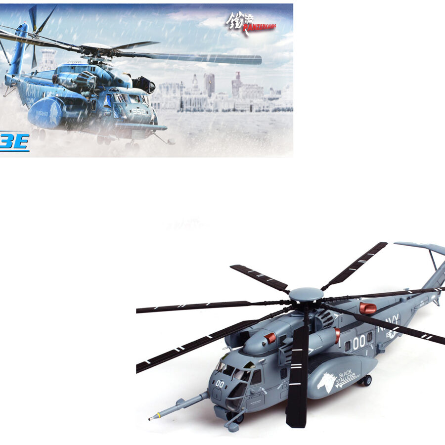Sikorsky MH-53E Sea Dragon Helicopter "United States Navy Black Stallions Tail Number 00" Light Gray 1/72 Diecast Model by Panzerkampf Automotive