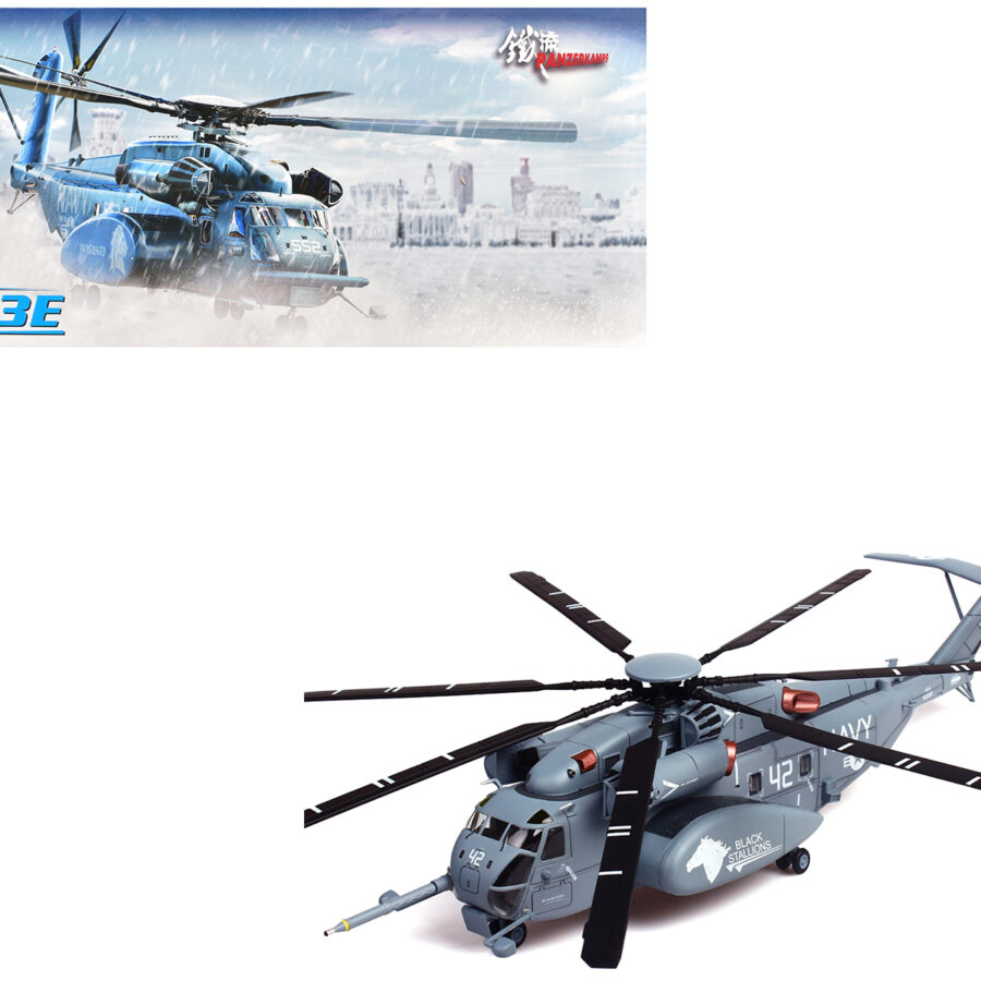 Sikorsky MH-53E Sea Dragon Helicopter "United States Navy Black Stallions Tail Number 42" Light Gray 1/72 Diecast Model by Panzerkampf Automotive