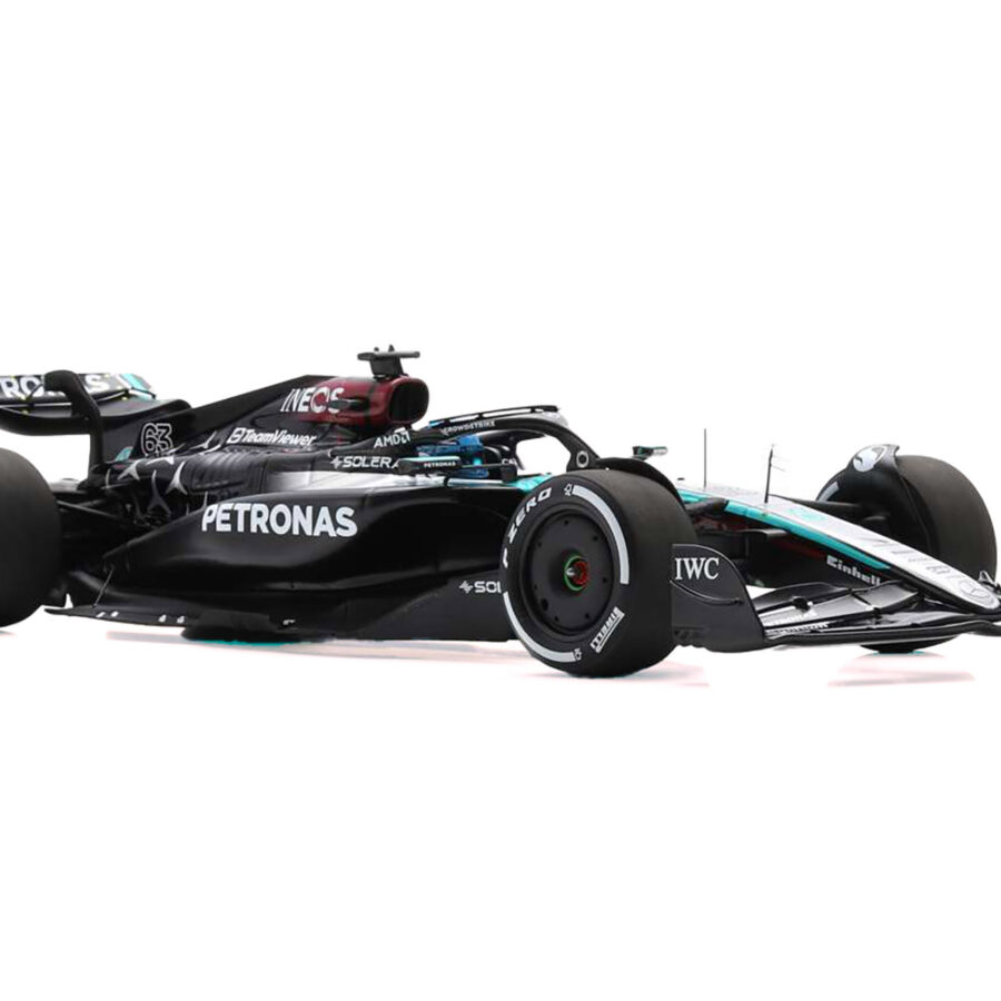 Mercedes-AMG F1 W15 E Performance #63 George Russell "Petronas" Formula One F1 "Bahrain GP" (2024) with Acrylic Display Case 1/18 Model Car by Spark Automotive