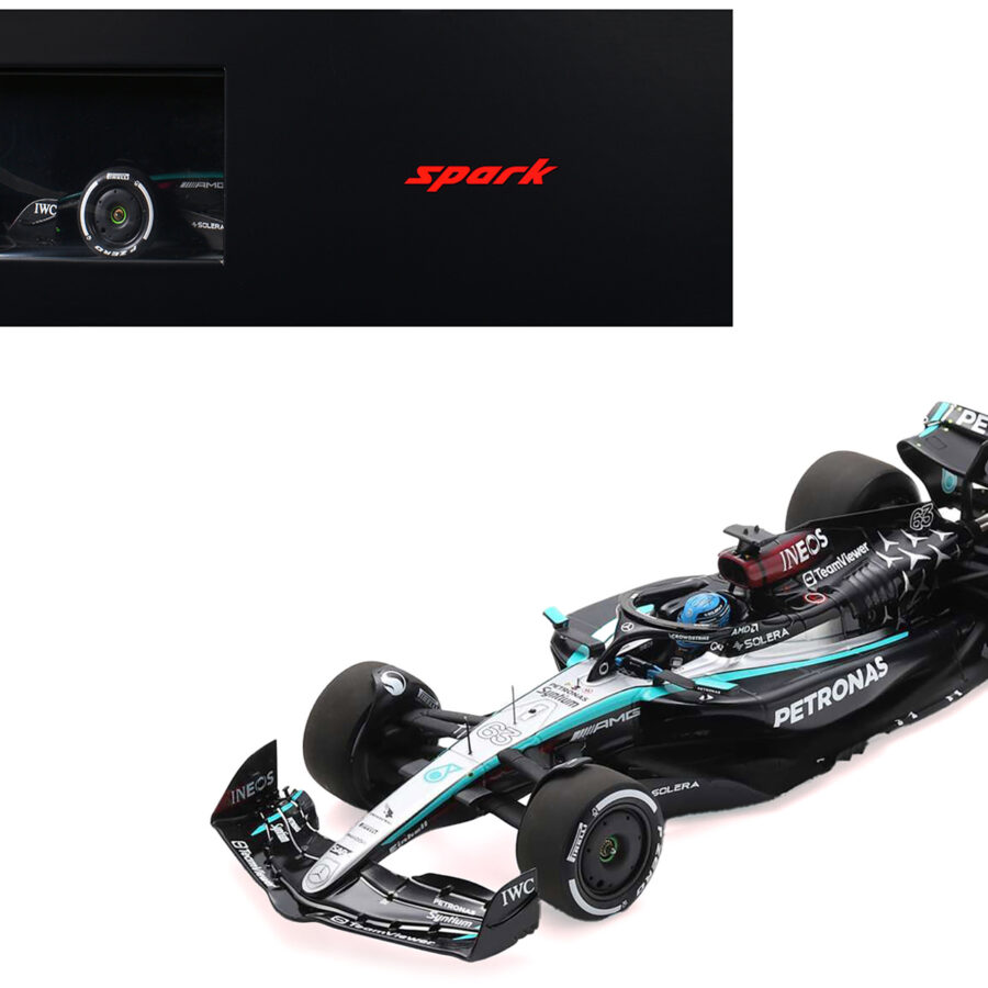 Mercedes-AMG F1 W15 E Performance #63 George Russell "Petronas" Formula One F1 "Bahrain GP" (2024) with Acrylic Display Case 1/18 Model Car by Spark Automotive