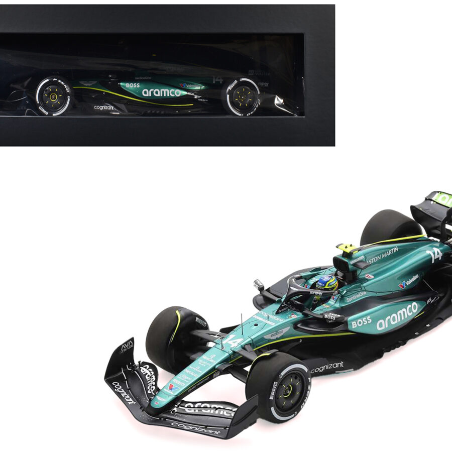 Aston Martin AMR24 #14 Fernando Alonso "Aramco" Formula One F1 "Saudi Arabian GP" (2024) with Acrylic Display Case 1/18 Model Car by Spark Audi
