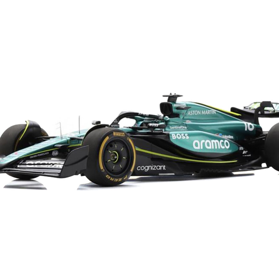 Aston Martin AMR24 #18 Lance Stroll "Aramco" Formula One F1 "Saudi Arabian GP" (2024) with Acrylic Display Case 1/18 Model Car by Spark from the Belgium GP - Spa-Francorchamps Track Art store collection.