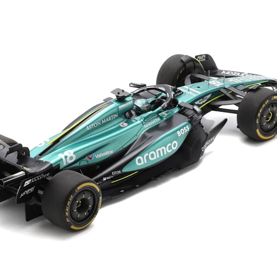 Aston Martin AMR24 #18 Lance Stroll "Aramco" Formula One F1 "Saudi Arabian GP" (2024) with Acrylic Display Case 1/18 Model Car by Spark from the Belgium GP - Spa-Francorchamps Track Art store collection.