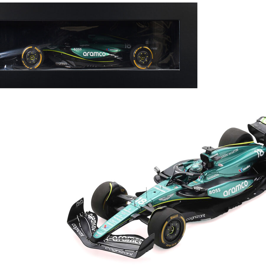 Aston Martin AMR24 #18 Lance Stroll "Aramco" Formula One F1 "Saudi Arabian GP" (2024) with Acrylic Display Case 1/18 Model Car by Spark Belgium GP - Spa-Francorchamps Track Art