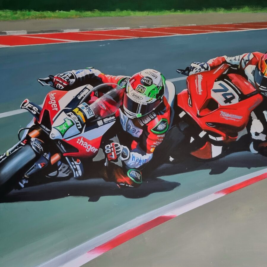 Clash Of The Titans. Glenn Irwin and Davey Todd NW200 Limited Edition print. Ducati MotoGP Team