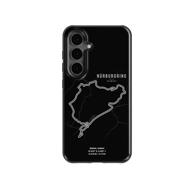Nurburgring F1 Track Map Black iPhone Case – Feel the Speed of the Green Hell from the Porsche store collection.