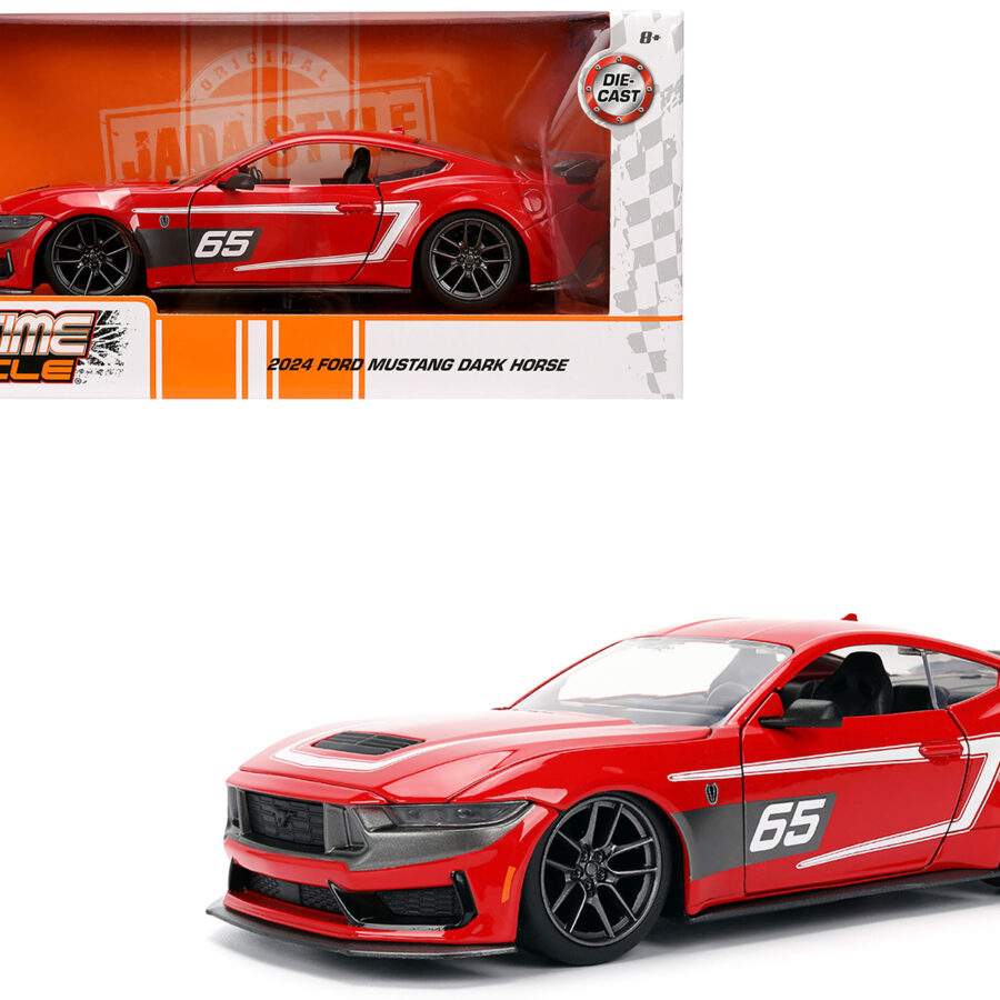 2024 Ford Mustang Dark Horse #65 Red with White Graphics "Bigtime Muscle" Series 1/24 Diecast Model Car by Jada Automotive