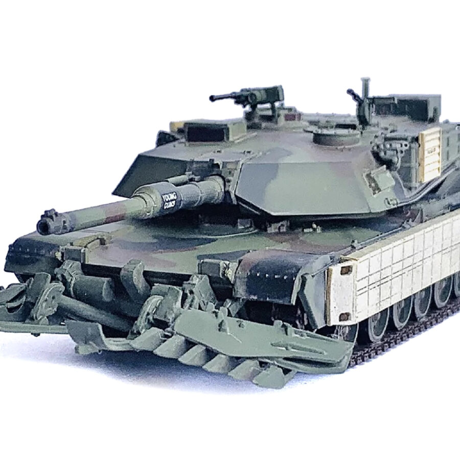 United States M1A1 AIM TUSK (Tank Urban Survival Kit) with Mine Plow (Travel Mode) "United States Marine Corps 8th Tank Battalion II MED Iraq" (2003) Green Camouflage "NEO Dragon Armor" Series 1/72 Plastic Model by Dragon Models Automotive