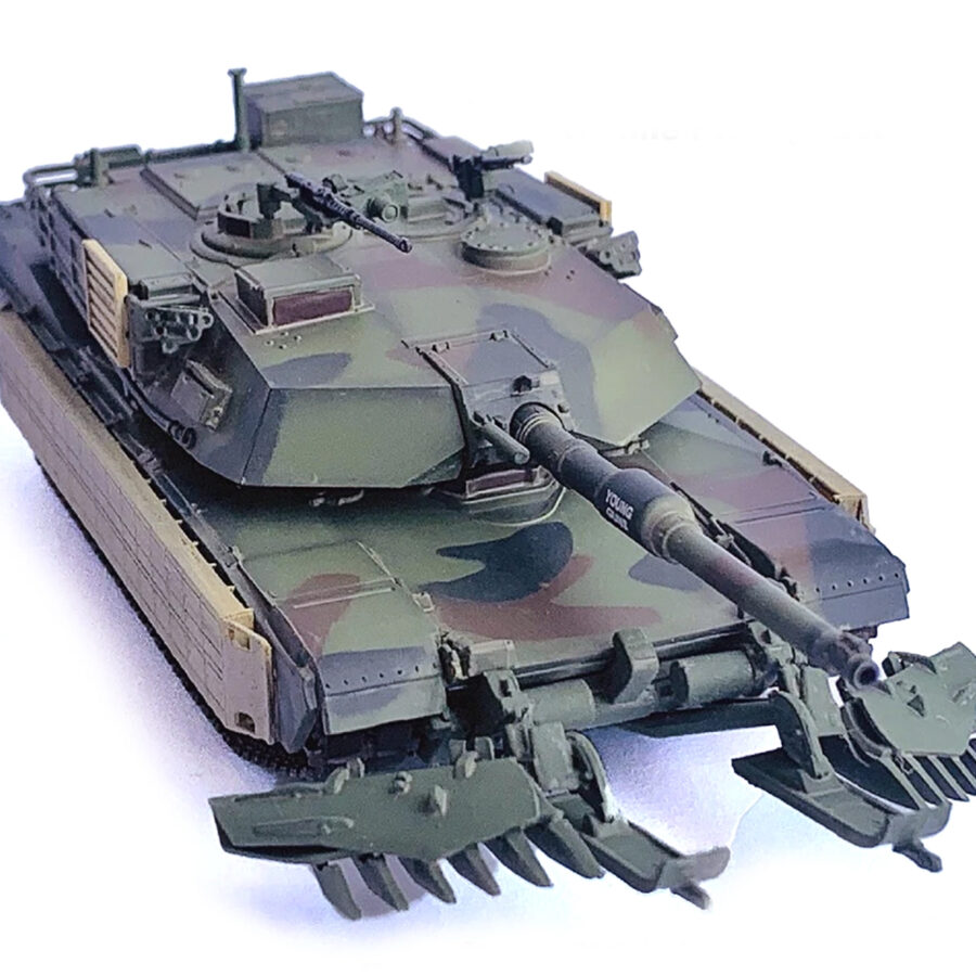 United States M1A1 AIM TUSK (Tank Urban Survival Kit) with Mine Plow (Travel Mode) "United States Marine Corps 8th Tank Battalion II MED Iraq" (2003) Green Camouflage "NEO Dragon Armor" Series 1/72 Plastic Model by Dragon Models Automotive