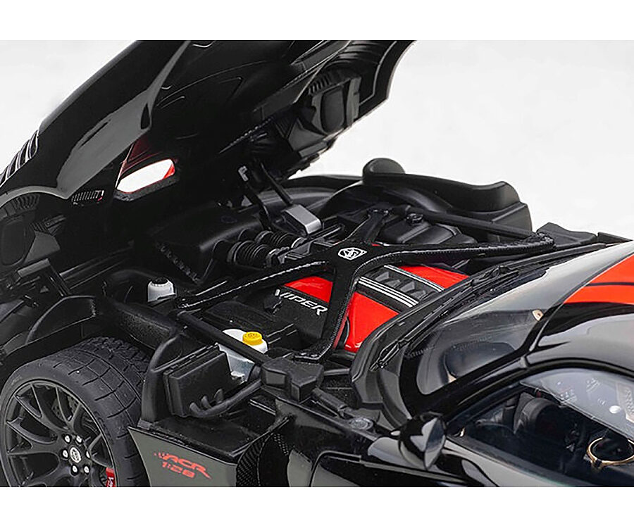 2017 Dodge Viper 1:28 Edition ACR Black with Red Stripes 1/18 Model Car by Autoart Automotive