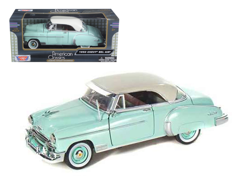 1950 Chevrolet Bel Air Green with Cream Top 1/24 Diecast Model Car by Motormax Automotive