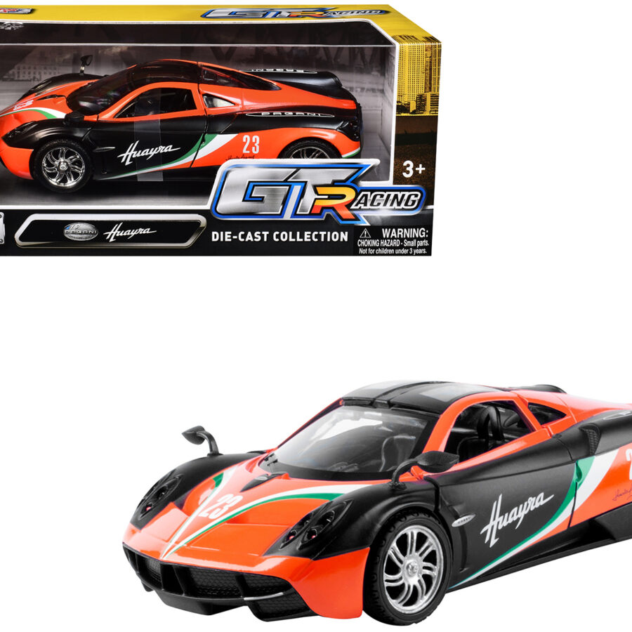 Pagani Huayra #23 Orange and Black with Stripes "GT Racing" Series 1/24 Diecast Model Car by Motormax Automotive
