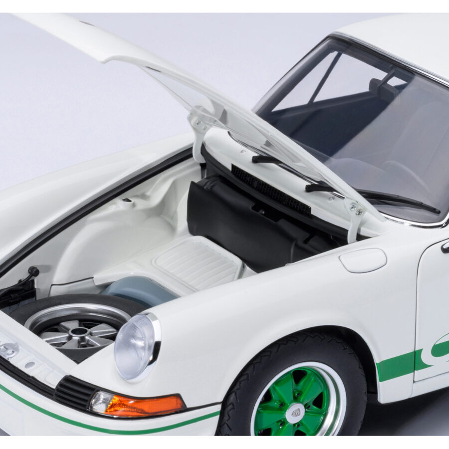 Porsche 911 Carrera 2.7 RS Grand Prix White with Green Stripes and Wheels 1/18 Model Car by Autoart Automotive